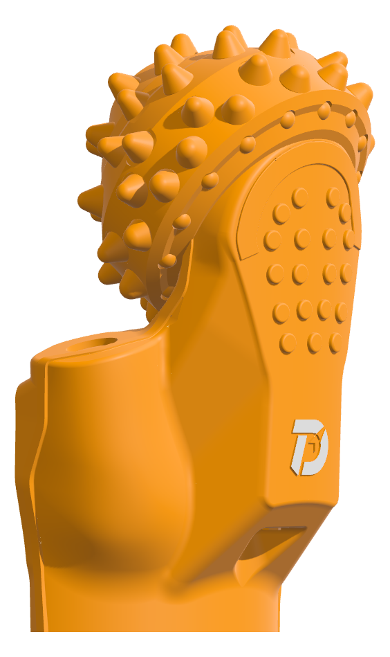 MH-2 roller bit with a curved weld-on leg — product rendering