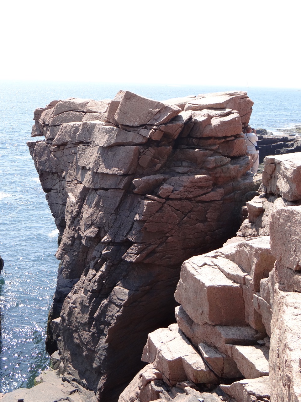 Granite outcrop at Thunder Hole, Acadia National Park; fractures divide the exposure into blocks.