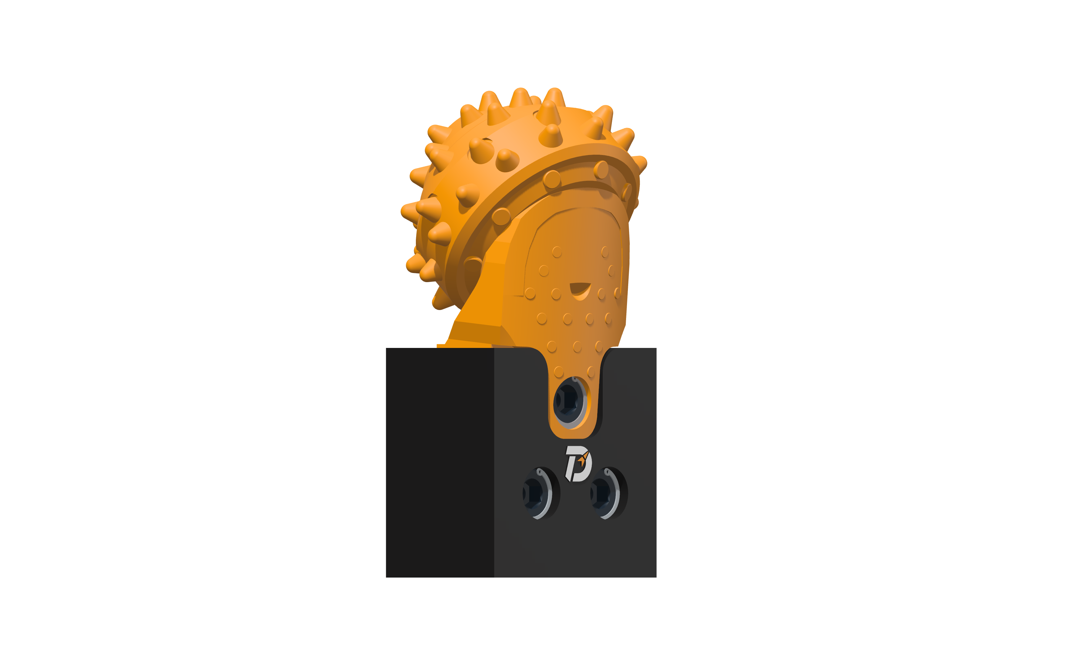 DRILLNOVA MH-3R roller bit render with the complete dark holder and visible fasteners.