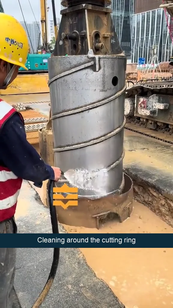 Look at the exposed cutters and the material around the lower barrel.