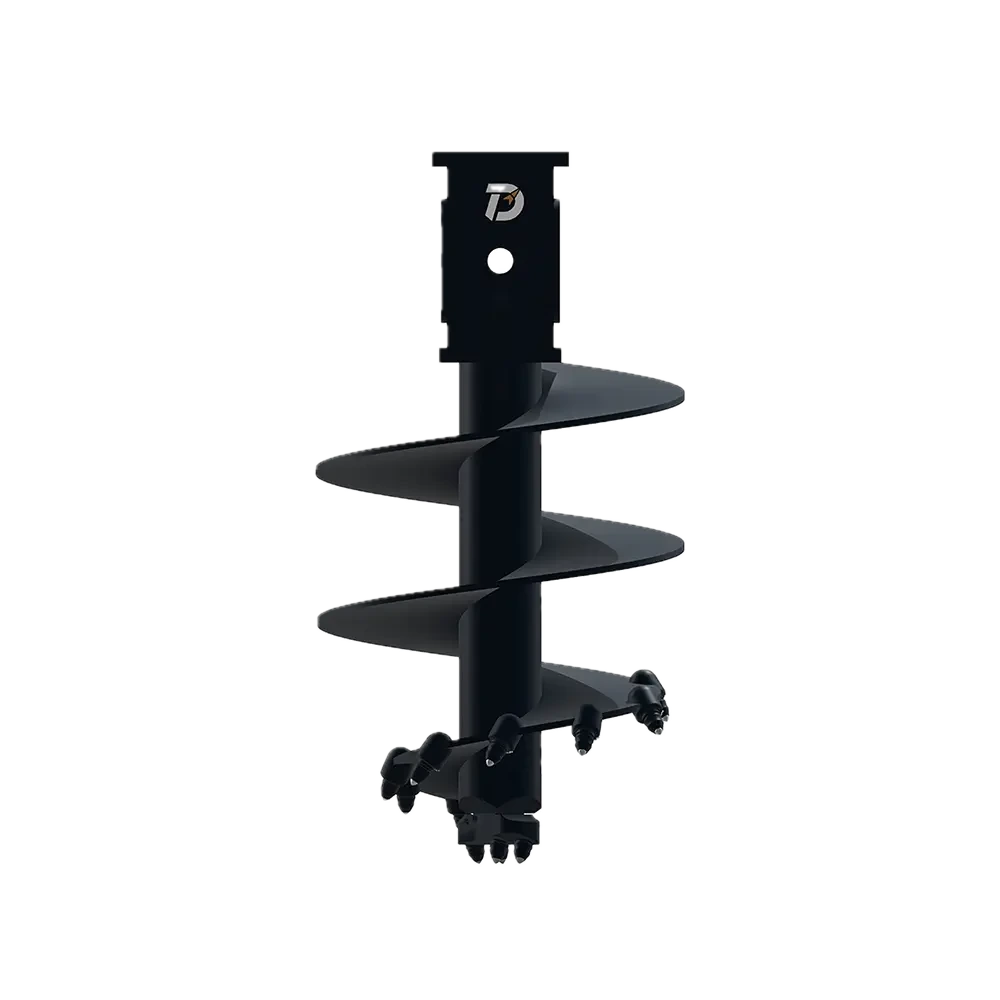 Complete conical rock auger with all flights, teeth and drive connection